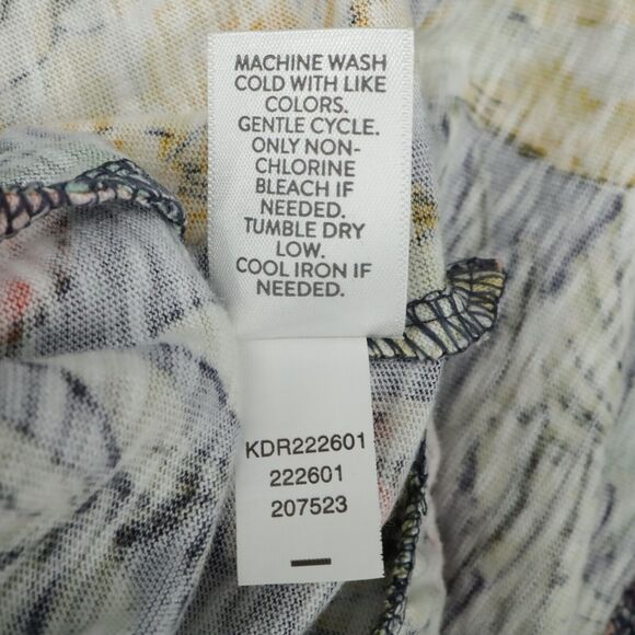 J Jill Dress Womens Small Green Pink Floral Stretch Knit Flounced Hem Pullover - Picture 13 of 13